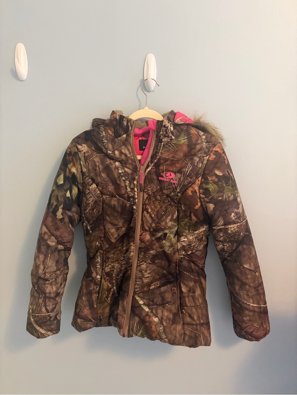 Mossy Oak Camo Puffer Jacket with Pink Accents